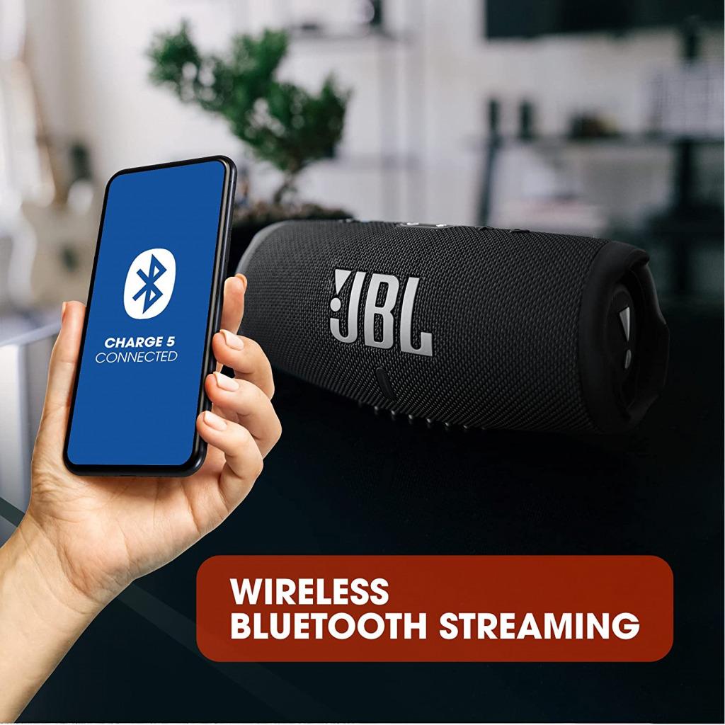 JBL Charge 5 Speaker, Portable IP67 Waterproof Wireless Bluetooth Speaker, JBL Pro Sound, 20 Hours Play Time, Built-in 7500mAh Power Bank- Black