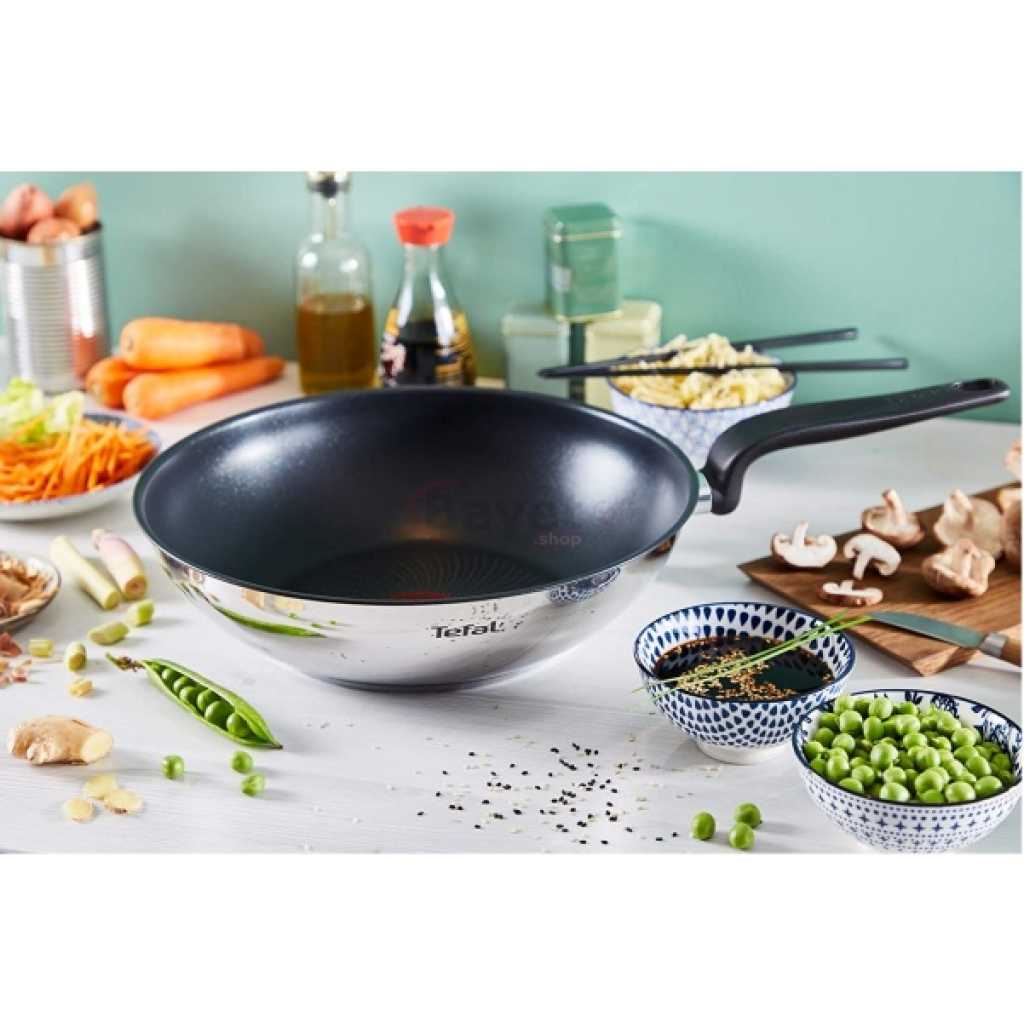 Tefal Primary 28CM Non-stick Wok Pan E3091904 – Stainless Steel (Gas, Electric & Induction)