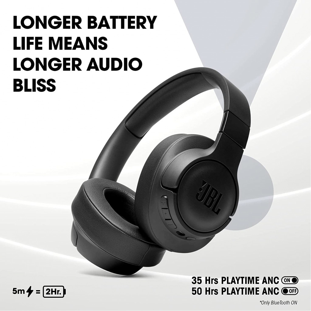 JBL Tune 760NC Headphones, 50 Hours Playtime Active Noise Cancelling Headsets With Mic