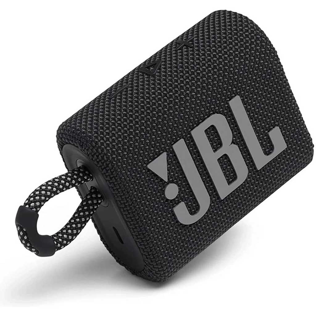 JBL Go 3, Waterproof Wireless Ultra Portable Bluetooth Speaker, JBL Pro Sound, Vibrant Colors With Rugged Fabric Design - Black