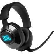 JBL Quantum 400 Gaming Headphones, Wired Over Ear Gaming Headphones with Flip-up Boom Mic, JBL Quantum Surround Sound, 3.5mm to USB Type-A Adapter - Black