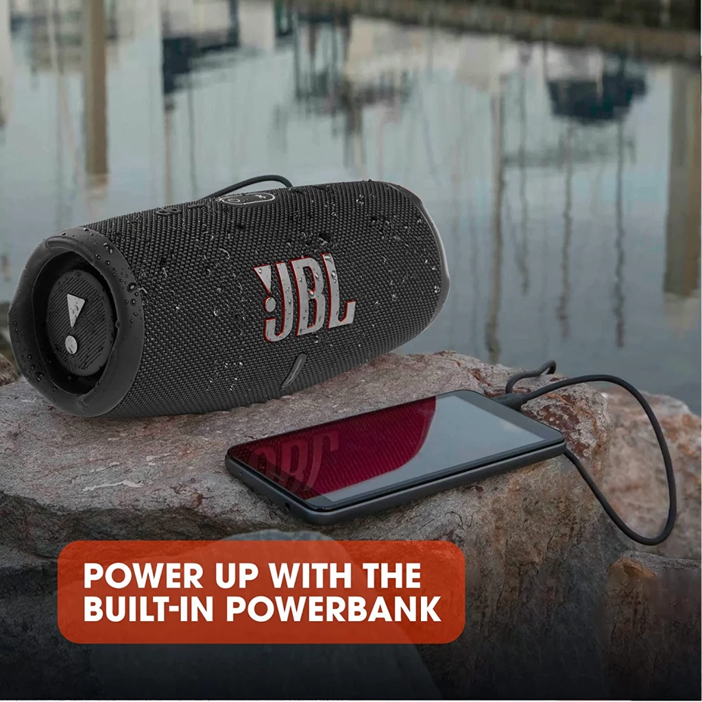 JBL Charge 5 Speaker, Portable IP67 Waterproof Wireless Bluetooth Speaker, JBL Pro Sound, 20 Hours Play Time, Built-in 7500mAh Power Bank- Black Bluetooth Speakers TilyExpress 5