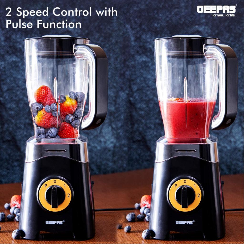 Geepas GSB44033 3 in 1 Blender, Unbreakable Jar Smoothie Blender - Black