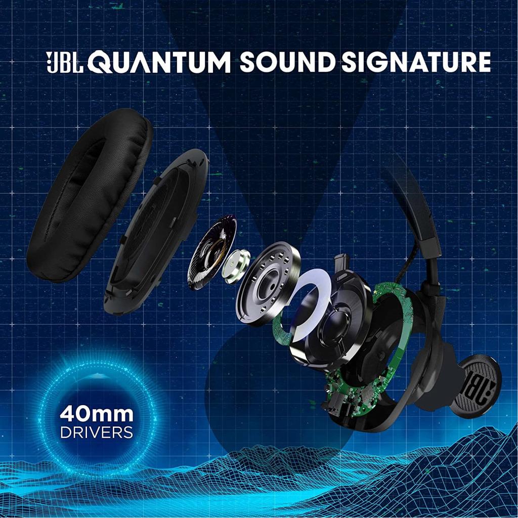 JBL Quantum 100 Gaming Headphones, Wired Over Ear Gaming Headphones with mic - Black