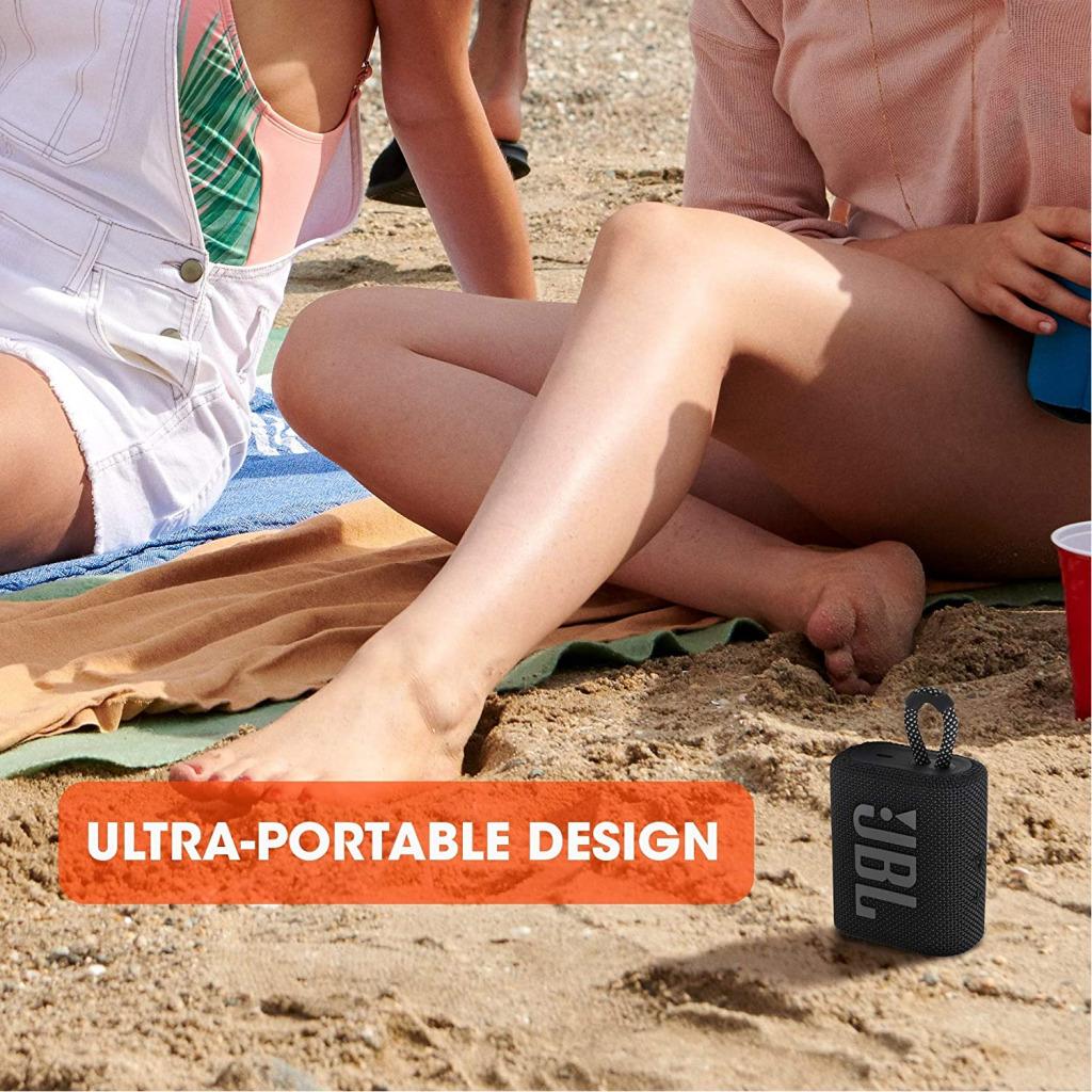 JBL Go 3, Waterproof Wireless Ultra Portable Bluetooth Speaker, JBL Pro Sound, Vibrant Colors With Rugged Fabric Design - Black