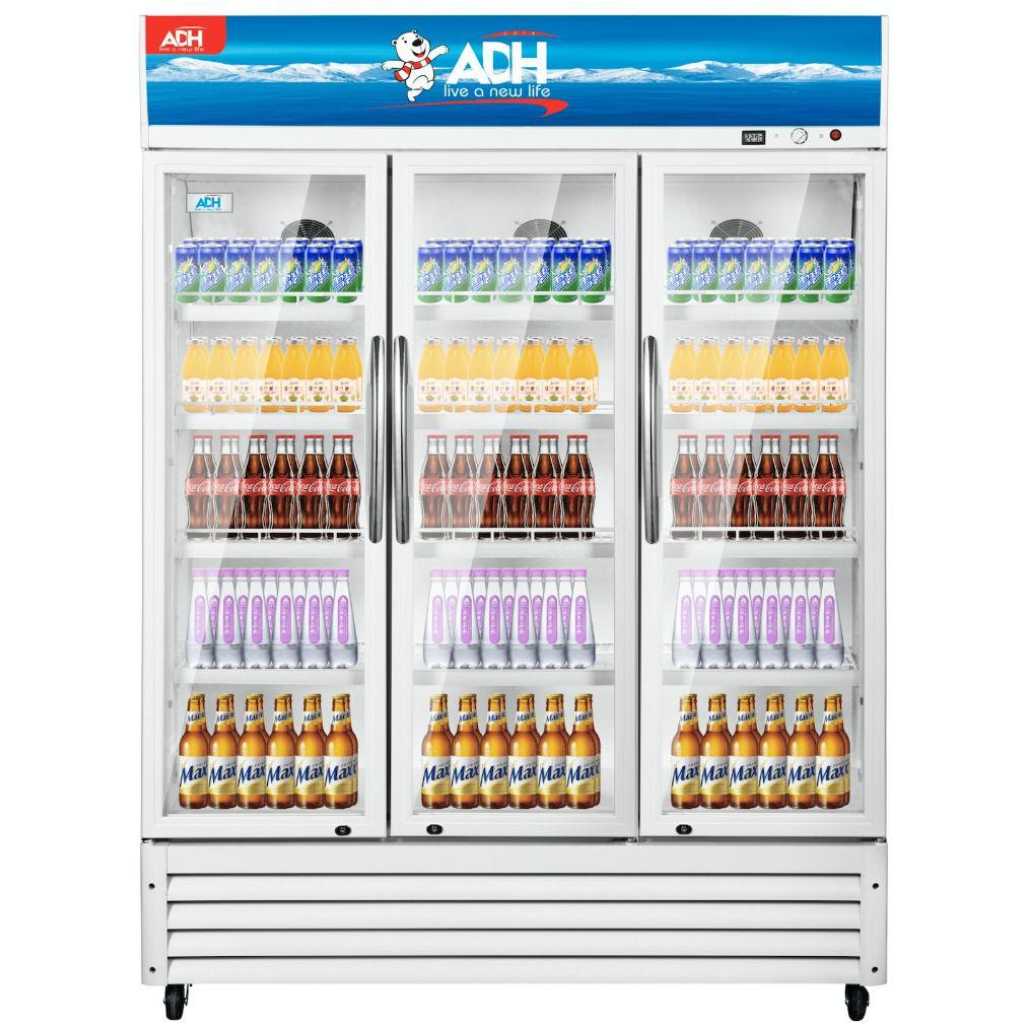 ADH 835-Litre Tripple Display Cooler; Verticle Display Chiller, Tripple Door Showcase Beverage Refrigerator - White