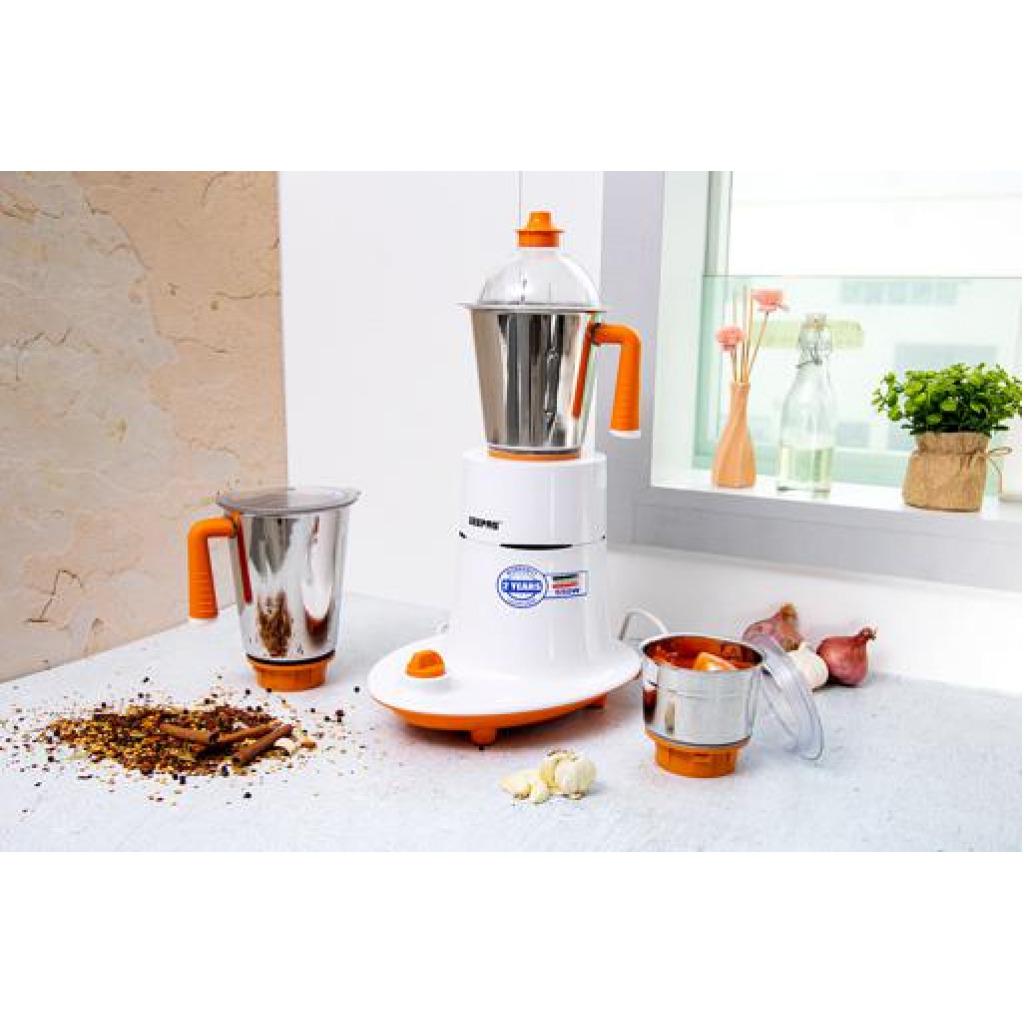 Geepas GSB5080 550W 3-in-1 Mixer Grinder - Stainless Steel Jars & Blades - 3 Speed, Safety Twist Lock - Perfect for Dry & Wet Fine Grinding | 2 Years Warranty