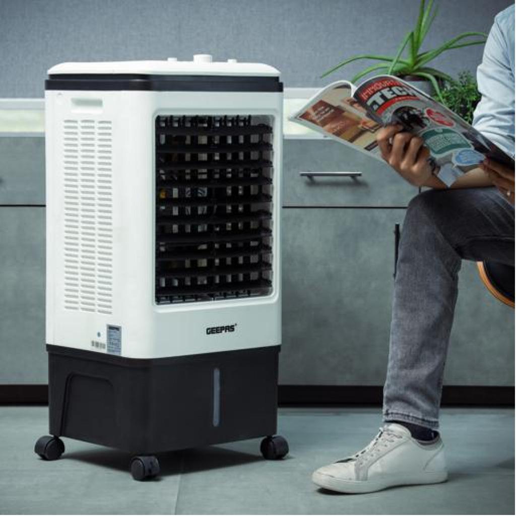 Geepas | GAC9576 Air Cooler, Ice Compartment & Remote Control, GAC9576 | Portable Ergonomic Design with 4 Speed | LED Control Panel | Wide Oscillation | Ideal for Home, Office & More