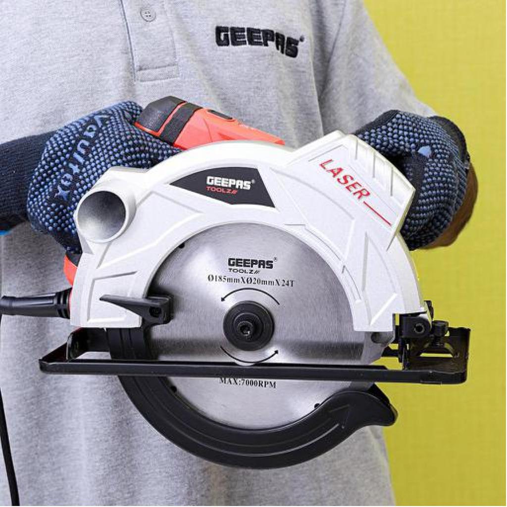 Geepas | GCS1500 1500W 185Mm - Multi-Purpose Circular Saw, Bevel Angle Joint Cuts - Blade 65Mm Cutting