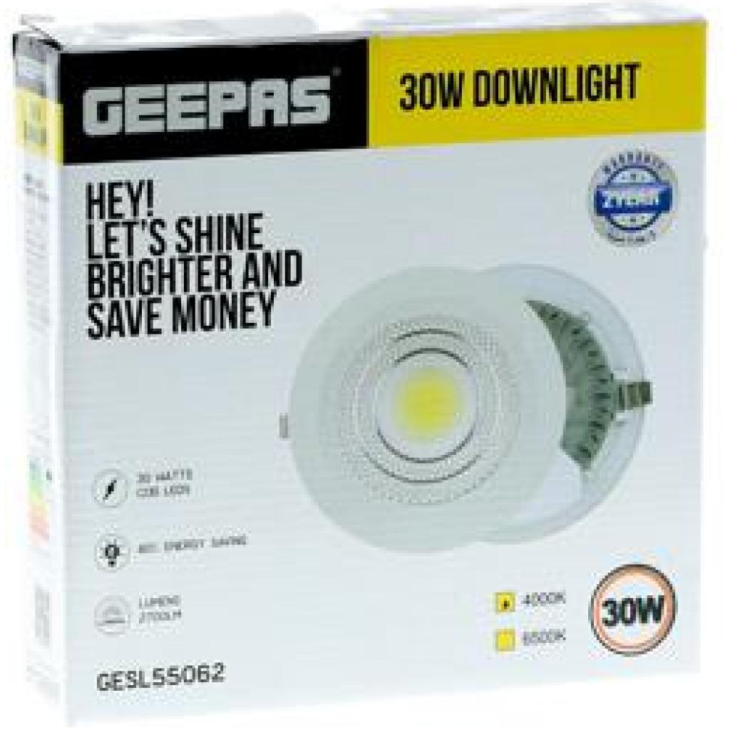 Geepas GESL55062 Round Slim Downlight Led 30W - Downlight Ceiling Light | Natural Cool White 6500K | Long Life Burning Hours | Ultra Slim with Energy Saving| Ideal for Home Hotel Restaurants