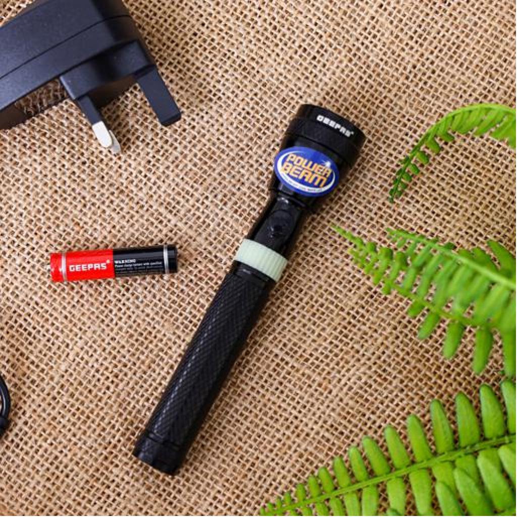 Geepas | GFL51028 Geepas Rechargeable Led Flashlight Torch - Black