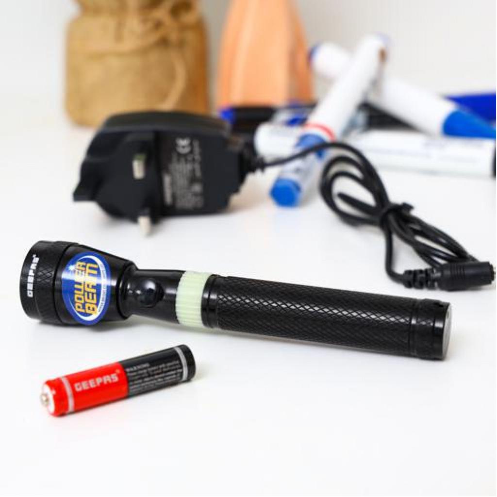 Geepas | GFL51028 Geepas Rechargeable Led Flashlight Torch - Black