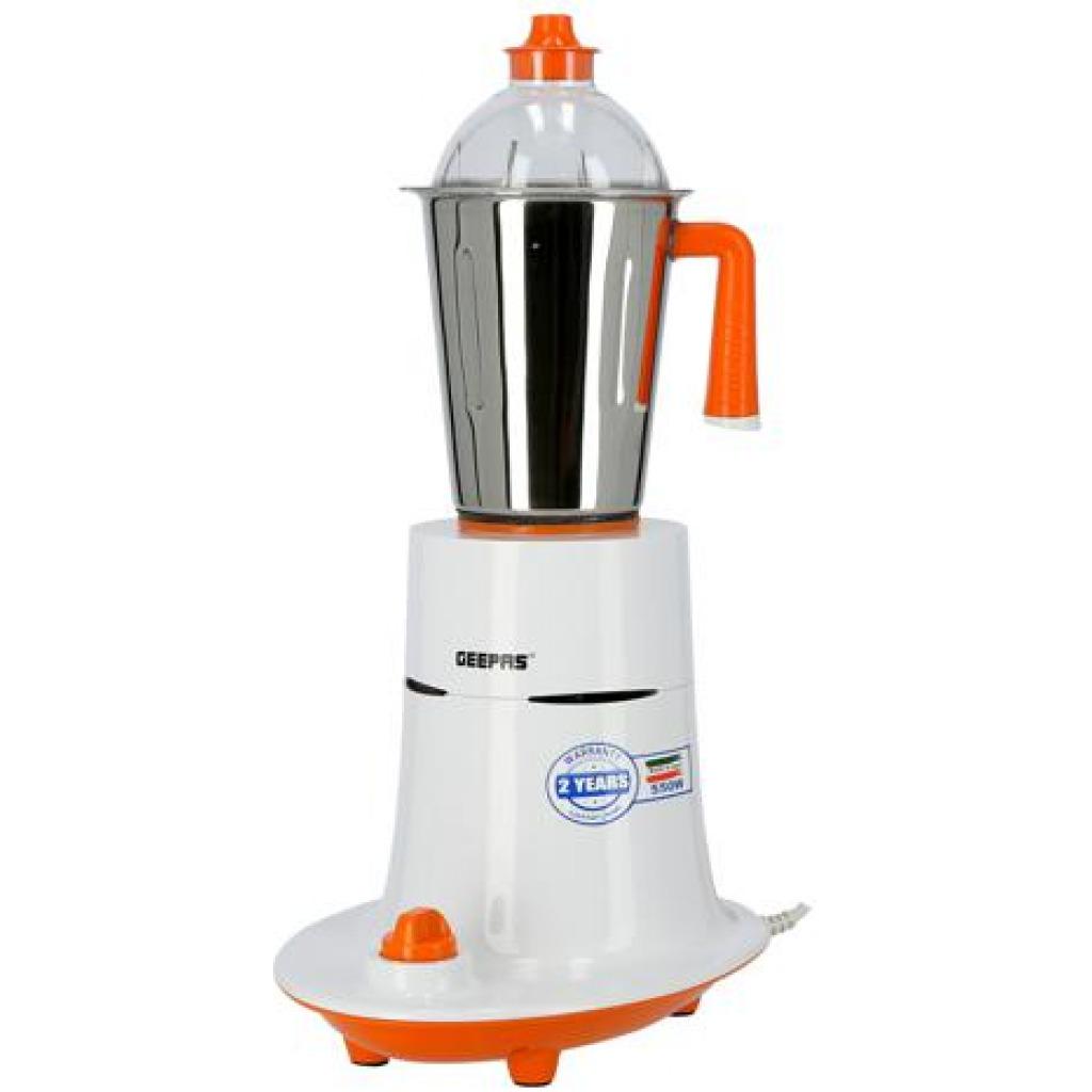 Geepas GSB5080 550W 3-in-1 Mixer Grinder - Stainless Steel Jars & Blades - 3 Speed, Safety Twist Lock - Perfect for Dry & Wet Fine Grinding | 2 Years Warranty
