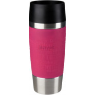 Tefal Grande Portable Leakproof Thermal Vacuum Travel Mug 0.36-Litres, 360 Drinking Edge K3087114, Hot & Cold, Pink – Raspberry