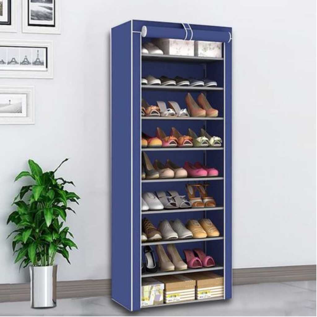 10 Tier 9 Grid Shoe Rack Detachable Dustproof Non-Woven Standing Shoes Storage Organizer