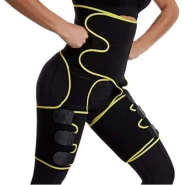 3in1 Sweat Slim Thigh Trimmer, Waist Trainer Slimming Belt-Black/Yellow