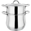 2 Layer Stainless Steel Saucepan And Steamer Soup Pot, 24 Cm-Silver