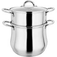 2 Layer Stainless Steel Saucepan And Steamer Soup Pot, 24 Cm-Silver