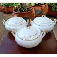 3 Piece Soup Food Serving Dishes Bowls Casserole Pots- White