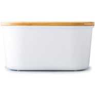 Bamboo Storage Bread Bin And Cutting Board Lid - White