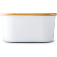Bamboo Storage Bread Bin And Cutting Board Lid - White