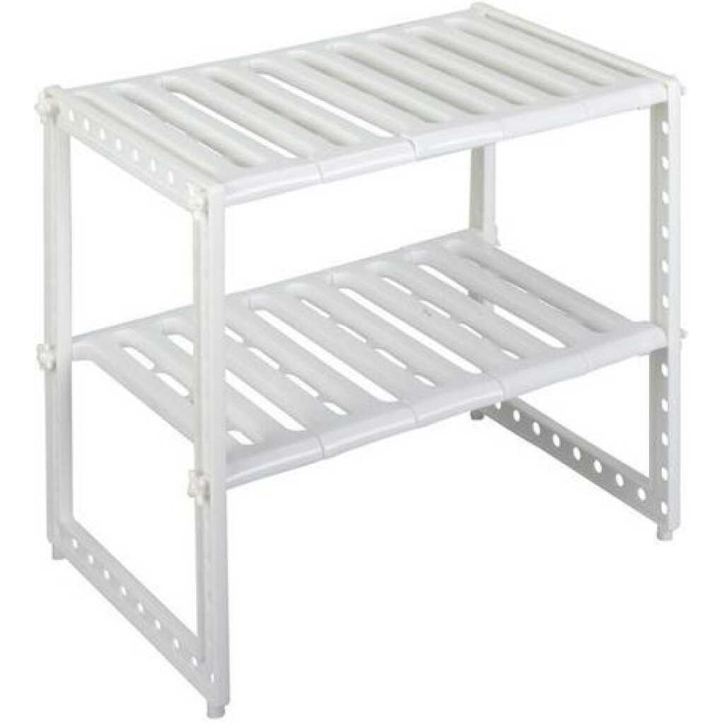 Adjustable Rack, Pool Space Arrangement Frame, Under-Sink Storage Shelves - White