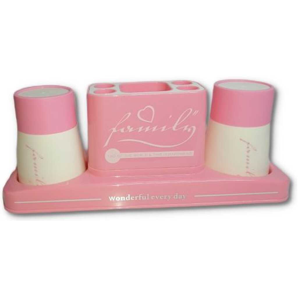 Multipurpose Toothbrush Holder Toothpaste Dispenser Stand, Pink
