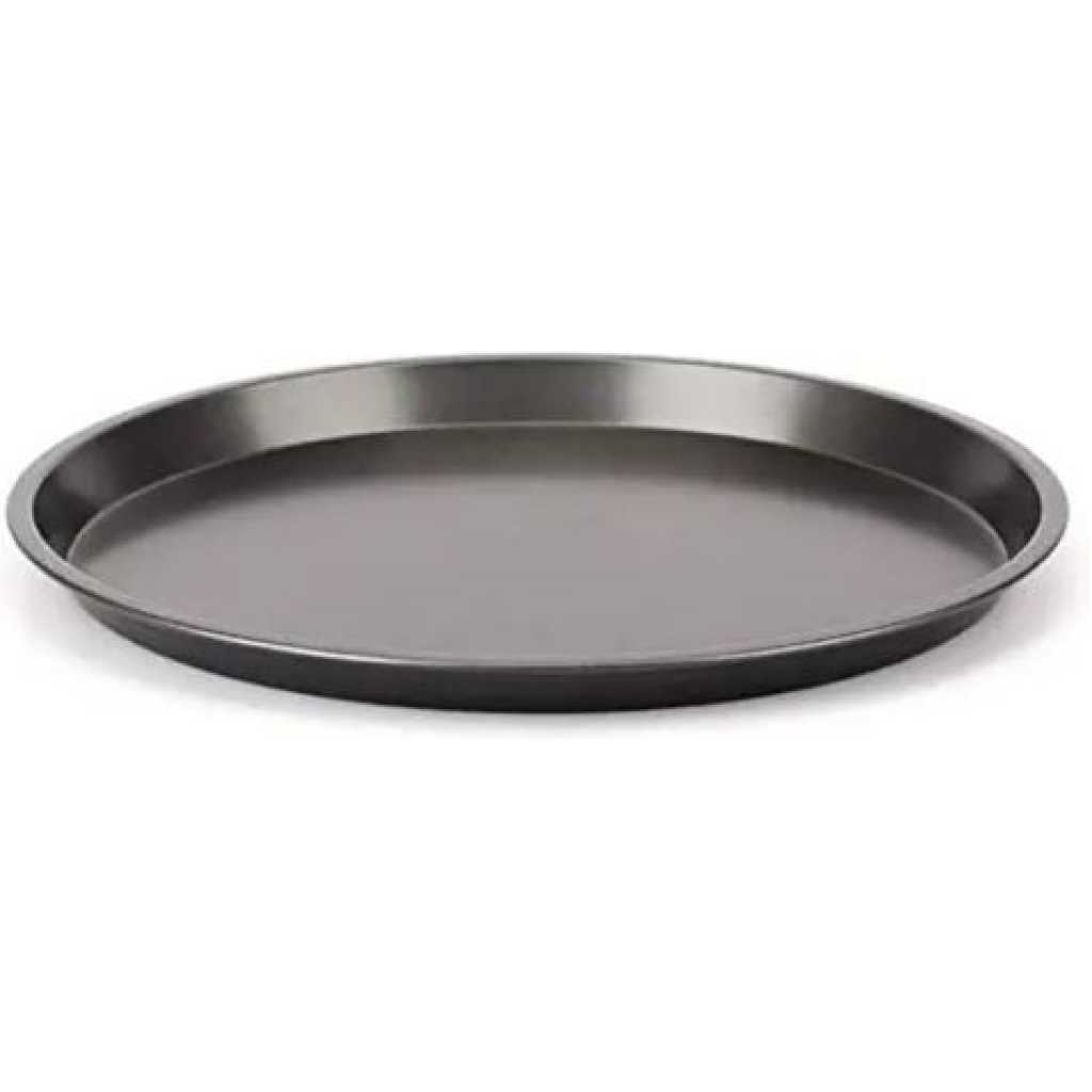 Non-Stick Pizza Steel Baking Round Oven Tray Pan, 30cm - Black