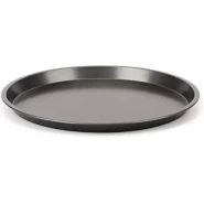 Non-Stick Pizza Steel Baking Round Oven Tray Pan, 30cm - Black