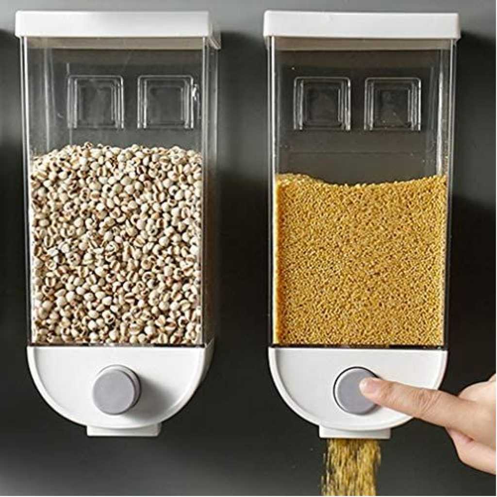 Wall-Mounted Cereal Dispenser, Food Storage Container Organizer Box