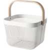 Square Metal Mesh Fruit Shopping Wooden Handle Storage Basket - Multi-colour