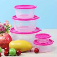 5 Pc Round Airtight Food Storage Containers Tins With Lids - Multi-Colours