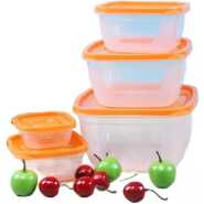 5 Pc Square Airtight Food Storage Containers Tins With Lids - Multi-Colours