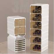 6 Tier Foldable Plastic Shoe Rack Storage Organizer - White