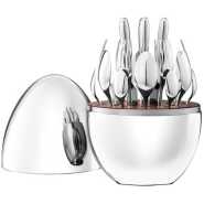 24 Pcs Mood Cutlery (Forks,Spoons & Knieves) With Egg Stand - Silver