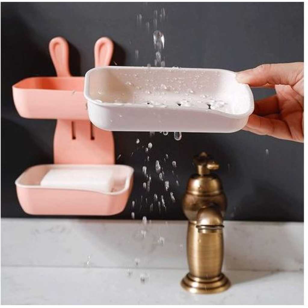 Double Layer Wall Mounted Soap Dish Box For Kitchen & Bathroom - Multi-colour