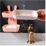 Double Layer Wall Mounted Soap Dish Box For Kitchen & Bathroom - Multi-colour