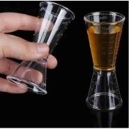 2 Pc 40cc Double Acrylic Jigger Cocktail Shot Glasses Spirit Measuring Cup - Clear