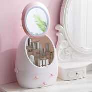 Egg Shape Makeup Organizer, 3 Drawers Cosmetic Storage Box With LED Mirror- Multi-colour