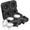 Silicone 4 PC Diamond Ice Cube Mould Tray For Whisky Cocktail Water Juice - Black