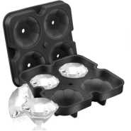 Silicone 4 PC Diamond Ice Cube Mould Tray For Whisky Cocktail Water Juice - Black