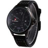 Naviforce Analog WaterProof Men's Designer Leather Strap Watch - Black