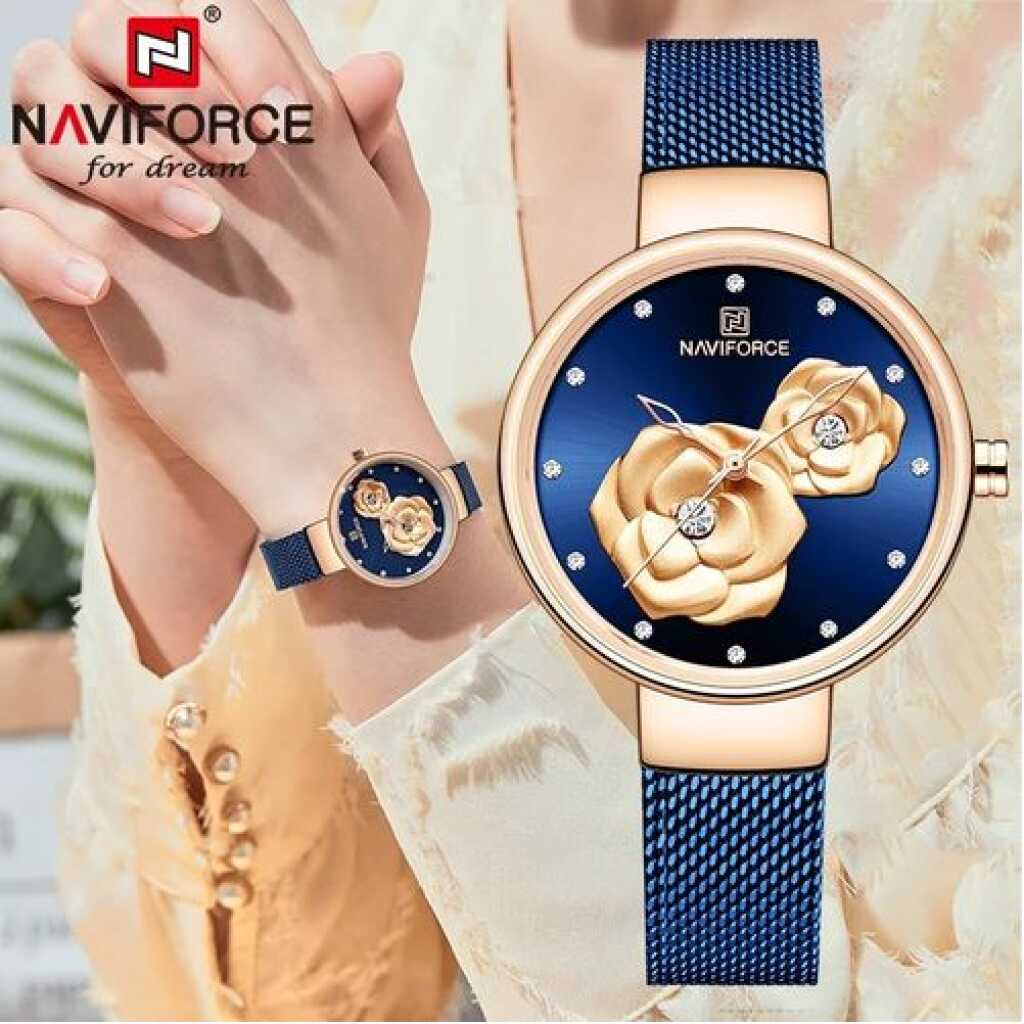 Naviforce Ladies 30M Water Resistant Top Luxury Designer Watch - Blue