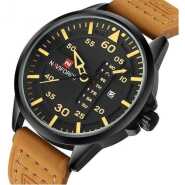 Naviforce Men's Leather Strapped Designer Watch - Brown