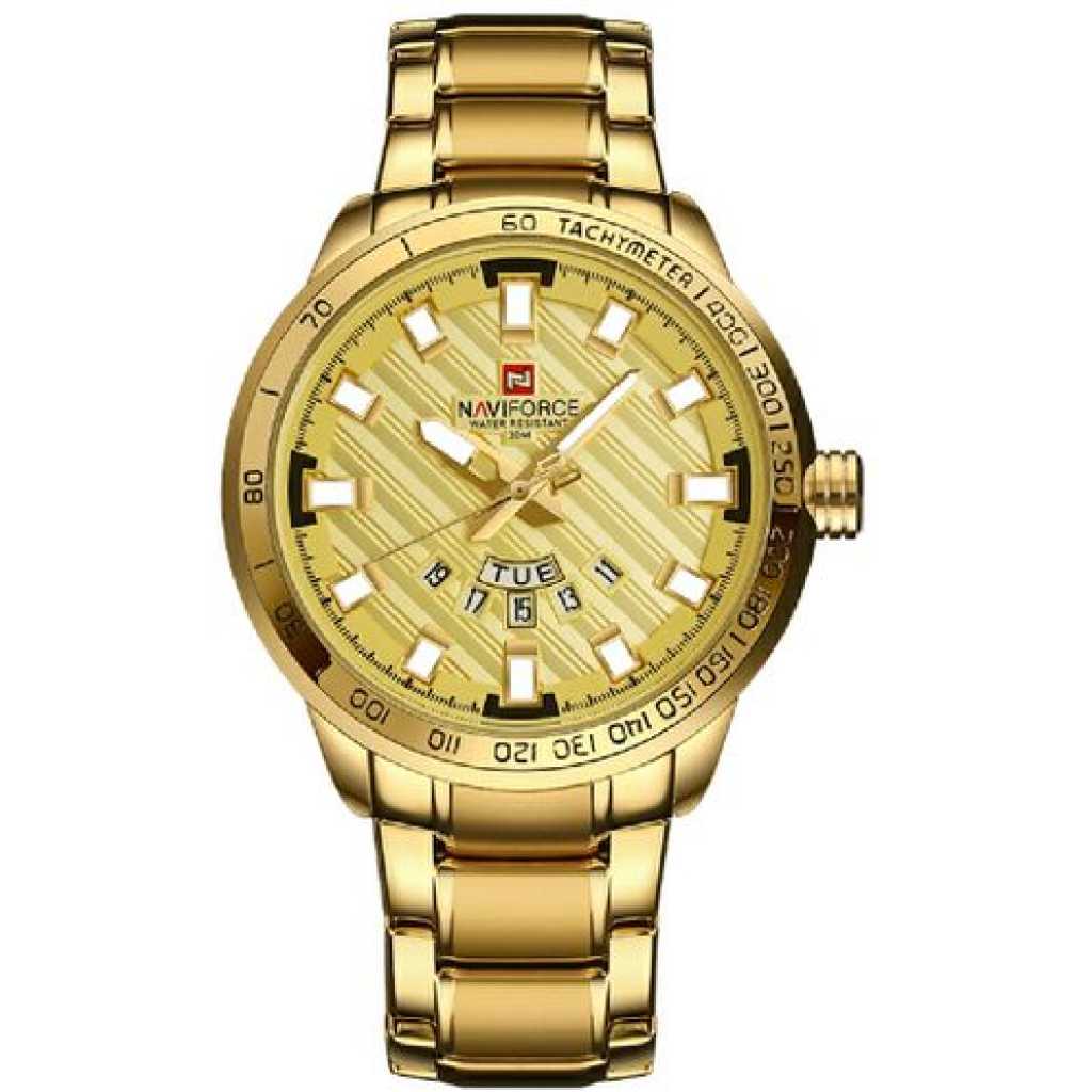 Naviforce Men's Stainless Steel Wrist Watch - Gold