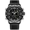 Naviforce Faux Leather Strapped Dual Men's Designer Watch - Black