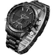 Naviforce Men's Stainless Steel Dual Wrist Designer Watch - Charcoal Grey