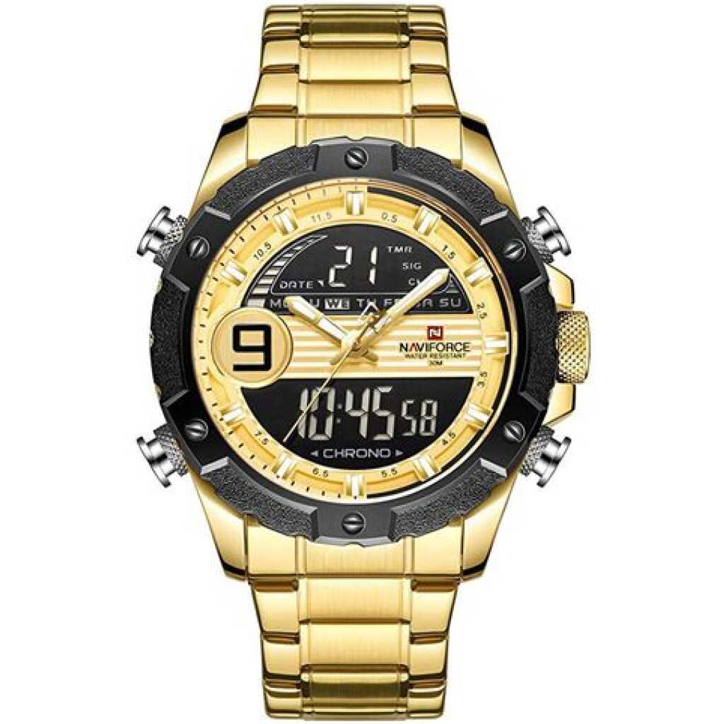 Naviforce NF9146 Double Time Waterproof Dual Watch – Gold Men's Watches TilyExpress 10