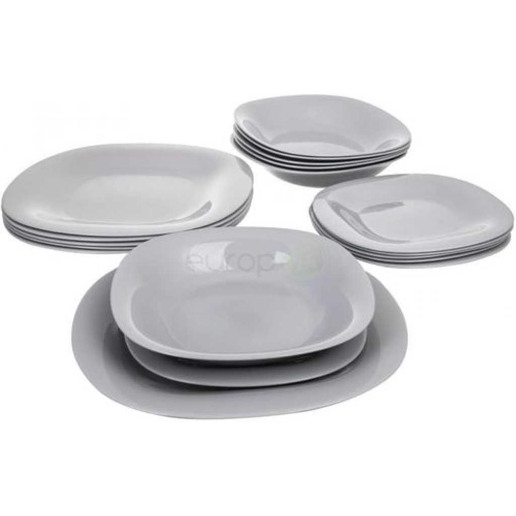 Luminarc 18 Piece Luminarc Plates,Side Plates And Bowls Dinner Set- Grey.