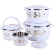 4 Pcs Flowered Insulated Hot Pot Dishes Food Warmer Casseroles -Multi-colour.